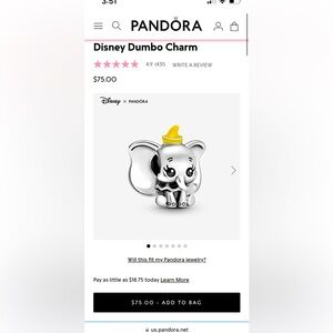 Disney Dumbo pandora charm